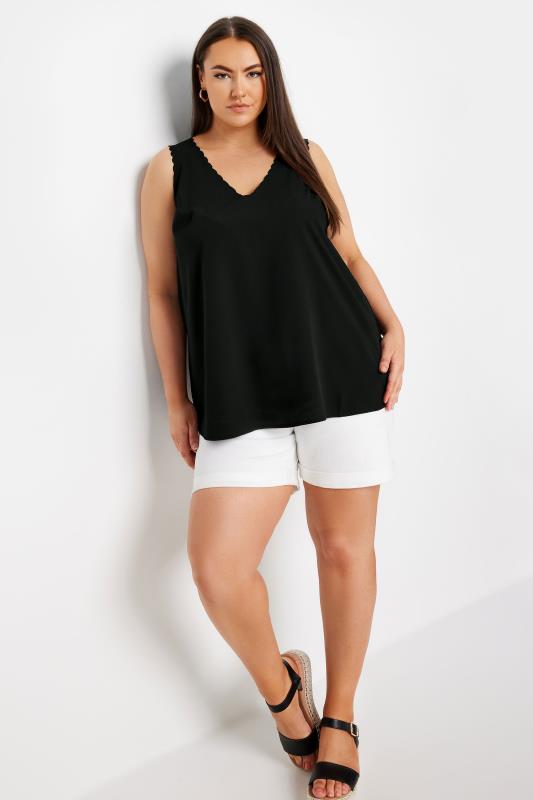 YOURS Plus Size Black Trim Cami Top | Yours Clothing 2