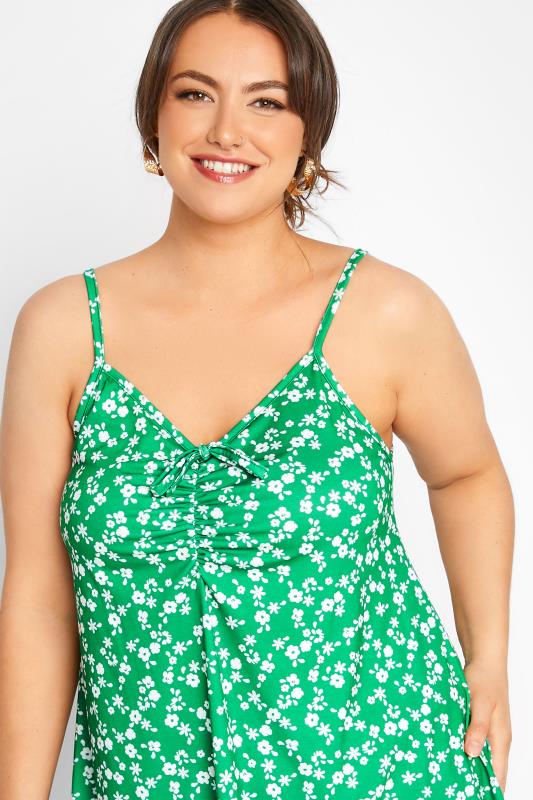 LIMITED COLLECTION Curve Green Floral Print Ruched Swing Cami Top_D.jpg