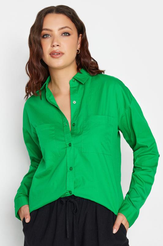 LTS Tall Women's Apple Green Oversized Cotton Shirt | Long Tall Sally 1