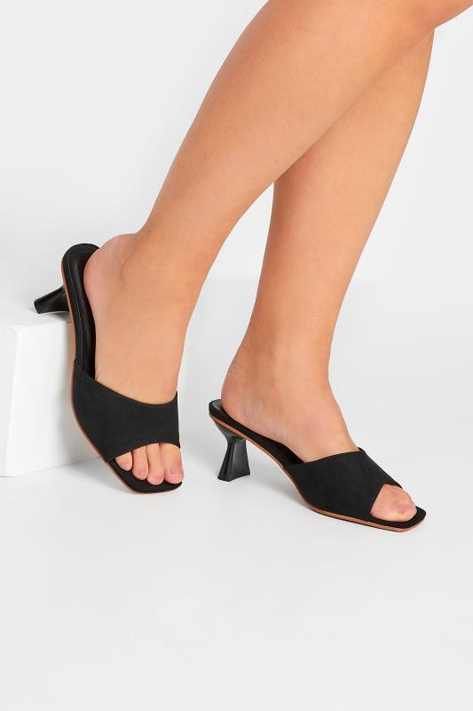 LIMITED COLLECTION Black Kitten Heel Mule In Wide E Fit & Extra Wide EEE Fit | Yours Clothing 1
