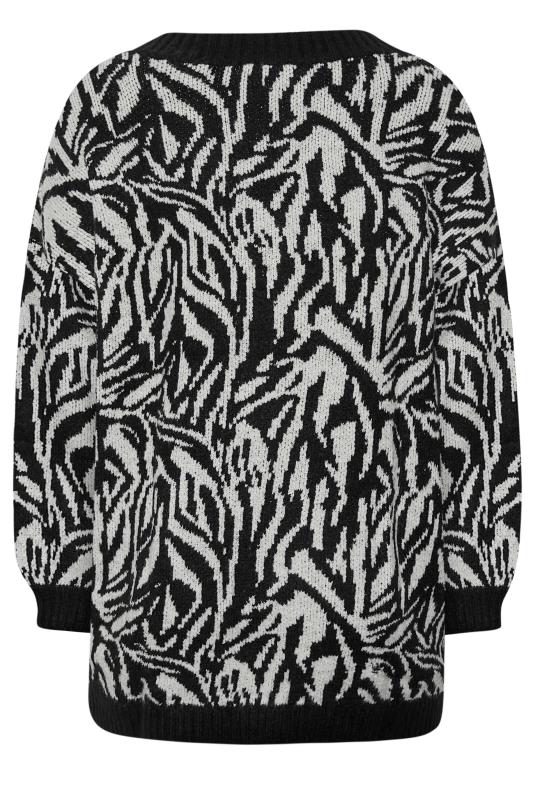Plus Size Black & White Zebra Print V-Neck Jumper | Yours Clothing 7