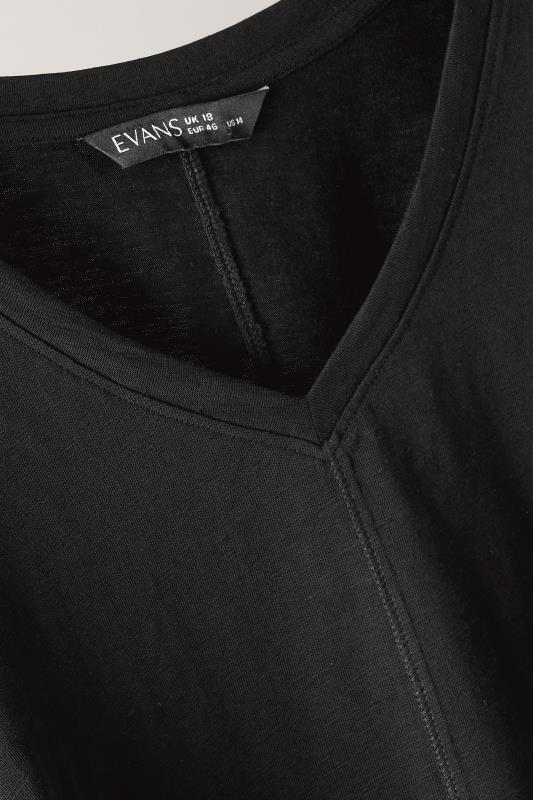 EVANS Plus Size Black Pure Cotton T-Shirt | Yours Curve 8