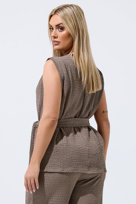 LIMITED COLLECTION Curve Brown Textured Sleeveless Top 4