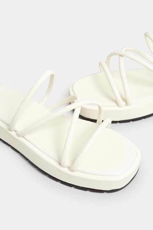 PixieGirl Cream Strappy Flatform Sandals In Standard Fit | PixieGirl 6