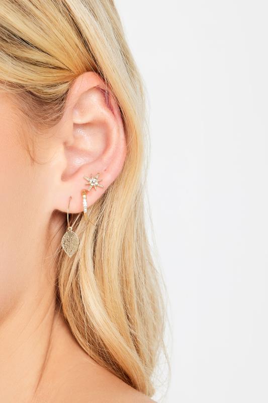 3 PACK Gold Star & Hoop Earrings | Yours Clothing  1