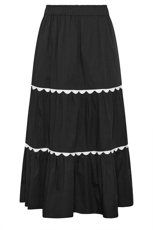 YOURS Plus Size Black Scallop Detail Maxi Skirt | Yours Clothing 5