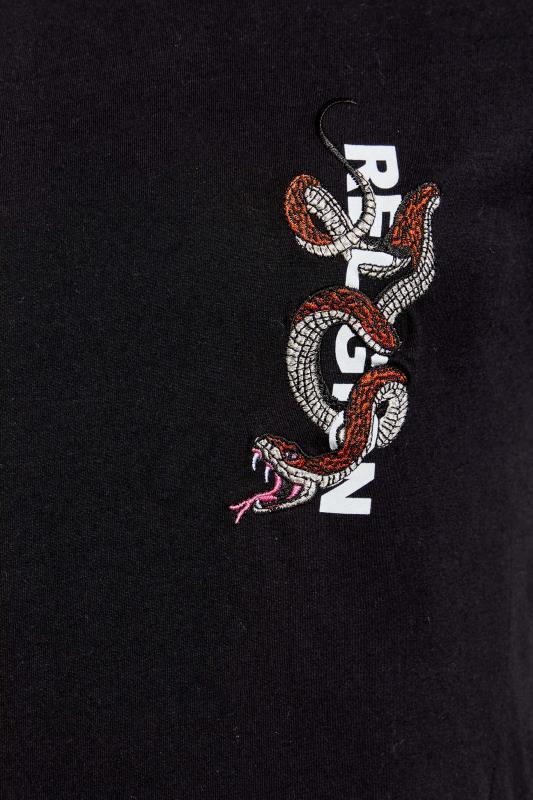RELIGION Big & Tall Black Snake Print Logo T-Shirt | BadRhino 2