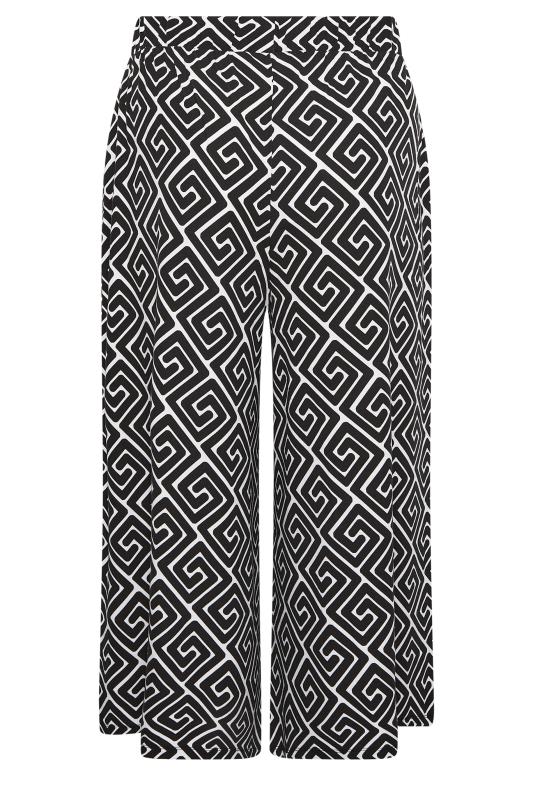 YOURS Curve Plus Size Black Geometric Print Midaxi Culottes | Yours Clothing  6