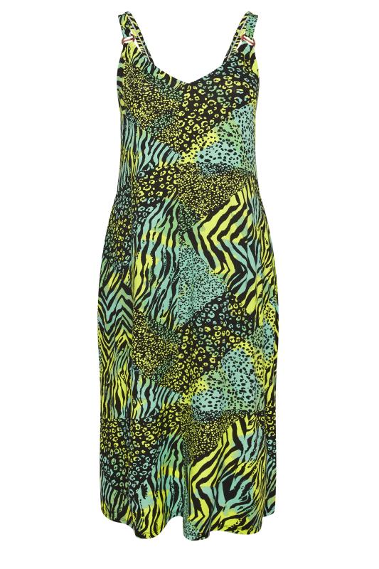 Plus Size  YOURS Curve Green Mixed Animal Print Beach Dress