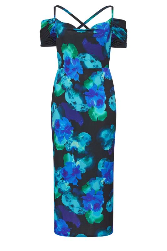 YOURS LONDON Plus Size Black & Blue Floral Print Maxi Dress | Yours Clothing 5