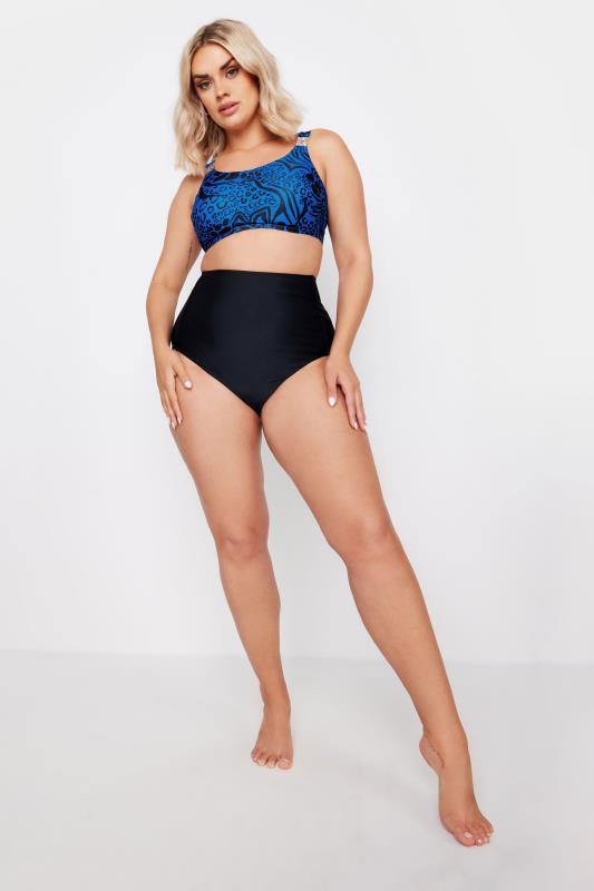 YOURS Plus Size Cobalt Blue Mixed Animal Print Bikini Top | Yours Clothing 5