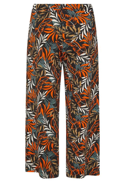 Plus Size Black Leaf Print Tie Wide Leg Trousers | Yours Clothing 6
