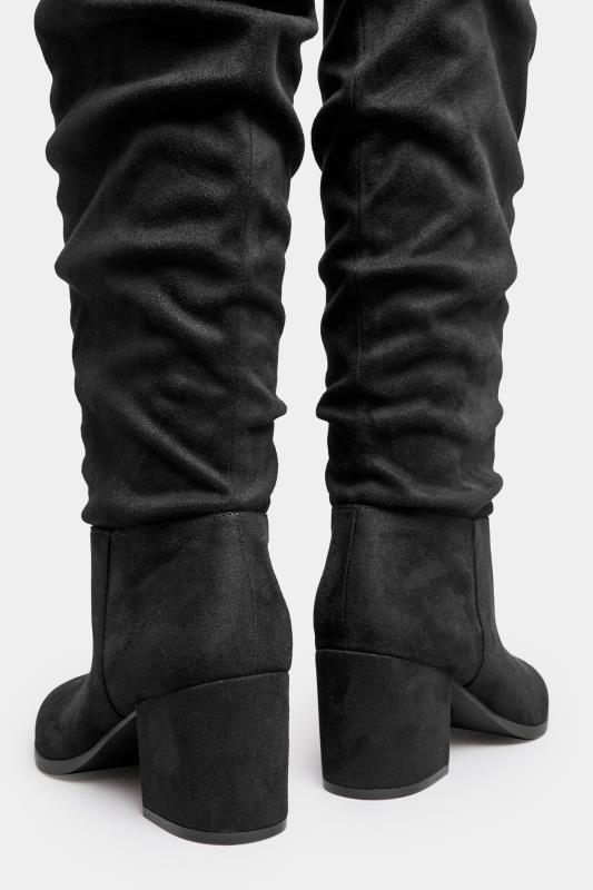Ruched Knee-High Boots - Black