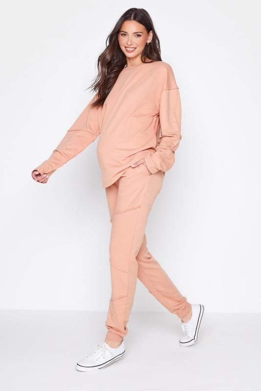 LTS Tall Maternity Pink Exposed Seam Lounge Set 2