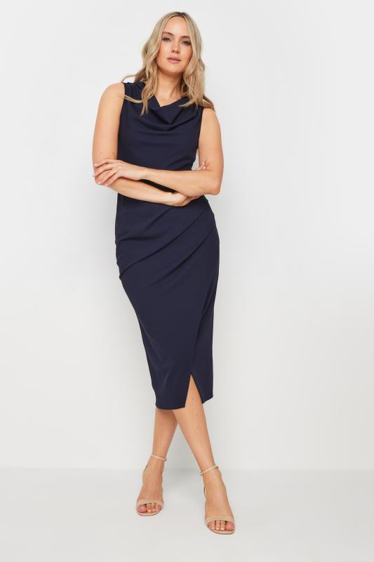 Grande Taille LTS Tall Navy Blue Cowl Neck Wrap Dress