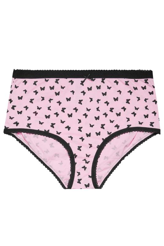 5 PACK Curve Plus Size Pink & Black Butterfly Full Briefs | Yours Clothing 3