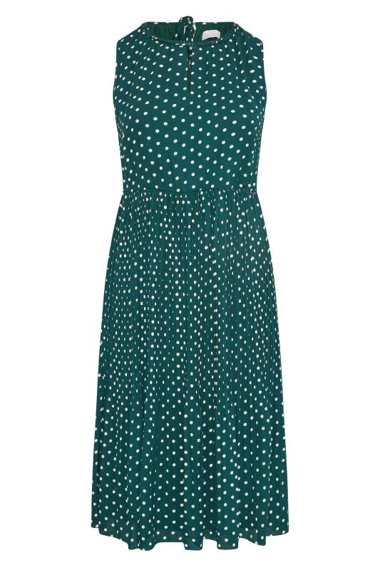 YOURS LONDON Plus Size Green Polka Dot Keyhole Pleat Dress | Yours Clothing 5