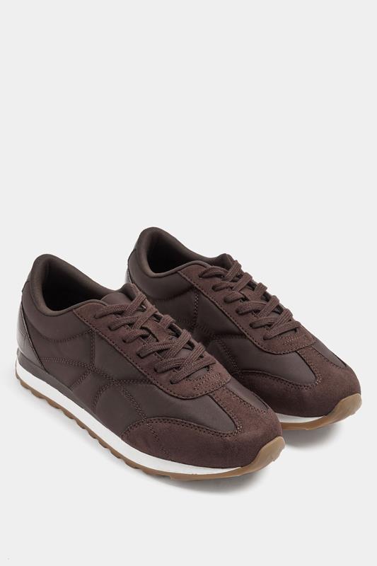  Burgundy Red Quilted Trainers In Wide E Fit