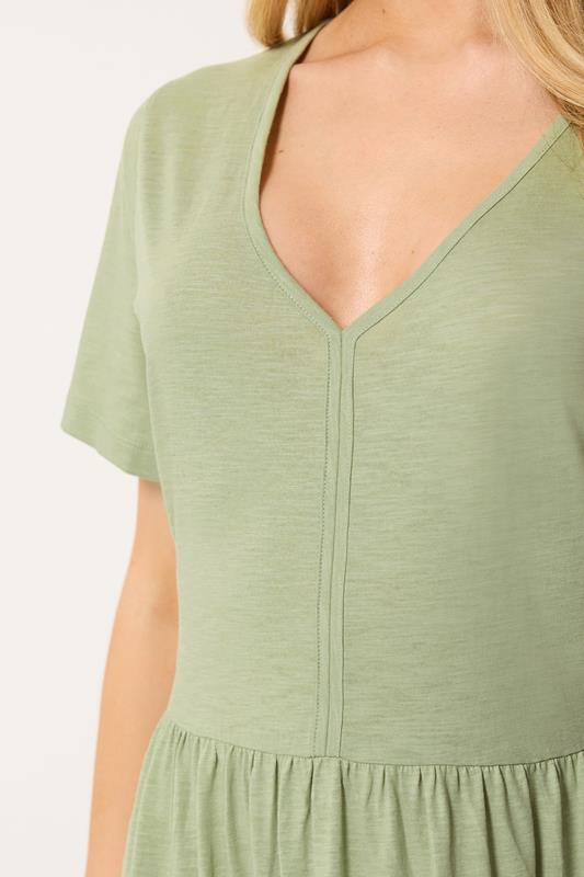 M&Co Sage Green Notch Neck Tiered Cotton Maxi Dress | M&Co 2