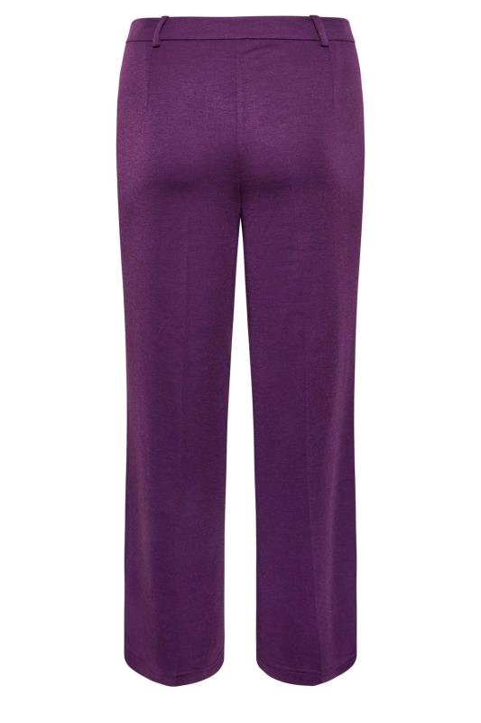YOURS Plus Size Purple Wide Leg Button Up Trousers | Yours Clothing