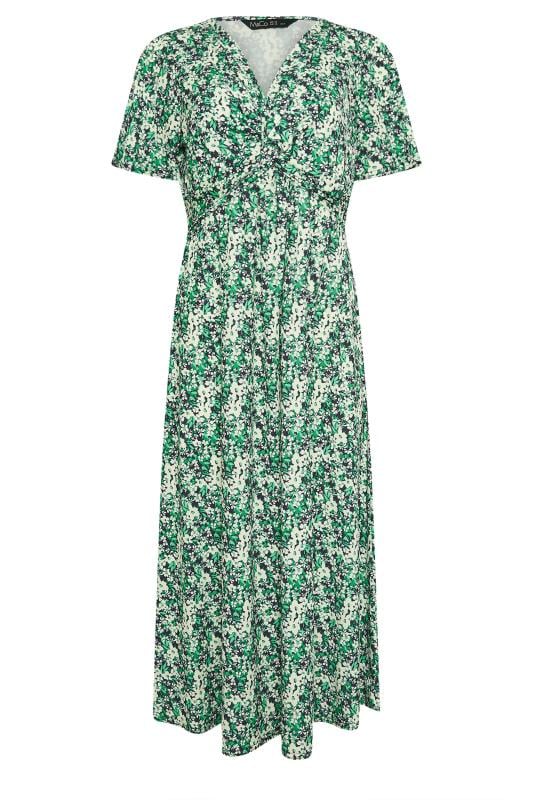 M&Co Green Ditsy Floral Print Twist Front Jersey Dress | M&Co 6