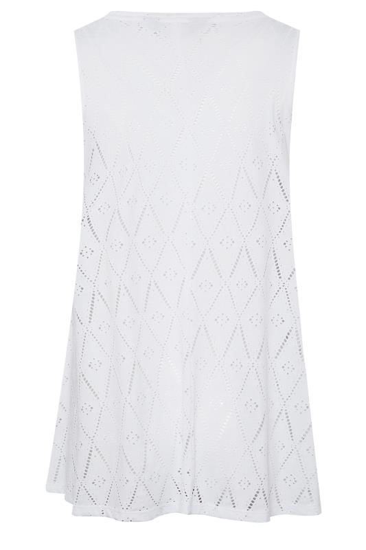 YOURS Plus Size White Broderie Anglaise Swing Vest Top | Yours Clothing 6