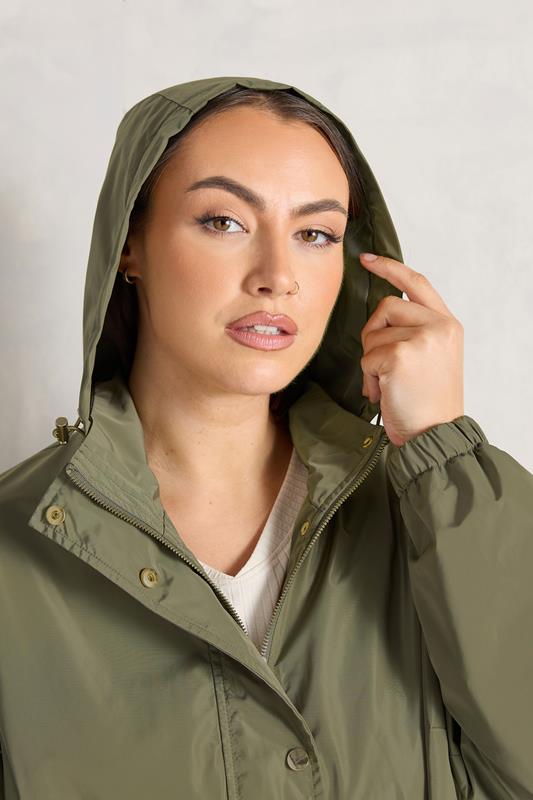 EVANS Plus Size Khaki Green Lightweight Rain Jacket | Evans 5