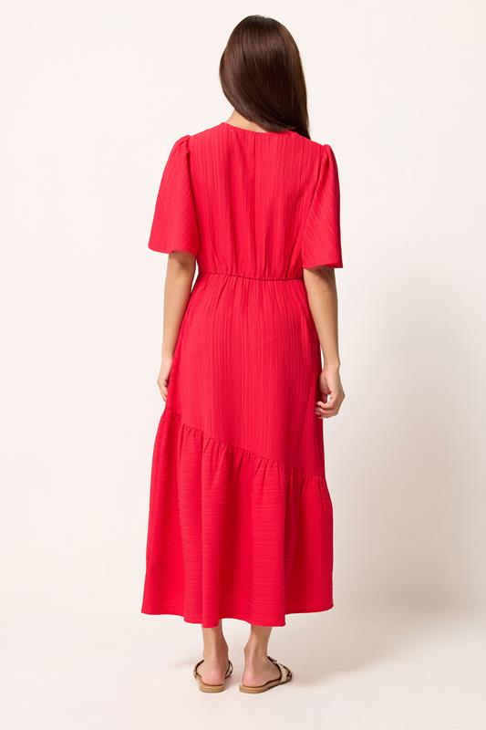 PixieGirl Petite Red Asymmetric Tiered Midi Dress | PixieGirl 2