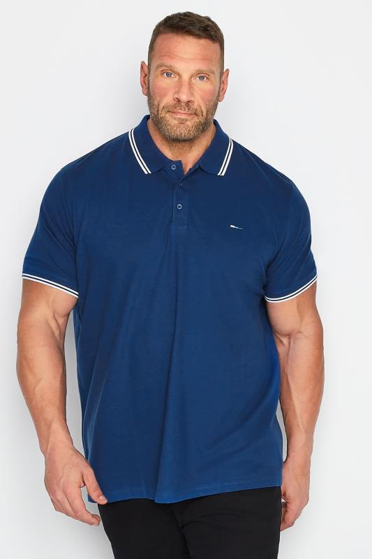 BadRhino Blue Essential Tipped Polo Shirt | BadRhino 1