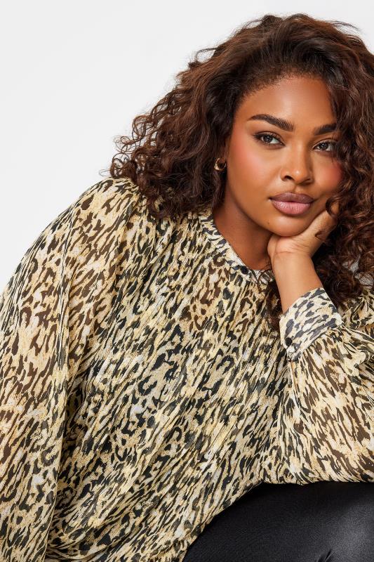 YOURS Plus Size Beige Brown Animal Print Chiffon Blouse | Yours Clothing 4