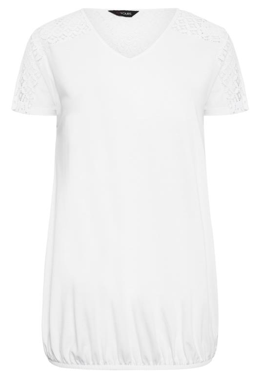 YOURS Plus Size White Lace Sleeve Bubble Hem T-Shirt | Yours Clothing 6