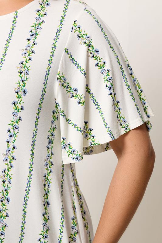 YOURS Plus Size White Floral Stripe Tunic Top | Yours Clothing 4