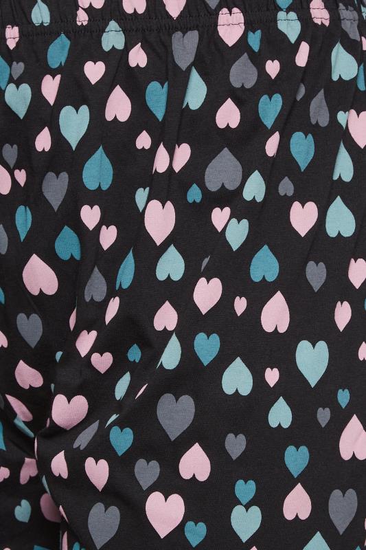 YOURS Plus Size Black Heart Print Tapered Pyjama Bottoms | Yours Clothing 4