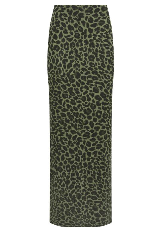 LTS Tall Khaki Green Leopard Print Maxi Skirt | Long Tall Sally 4