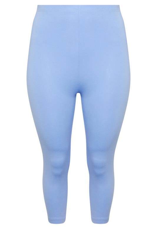 YOURS Plus Size Light Blue Cropped Leggings | Yours Clothing 4