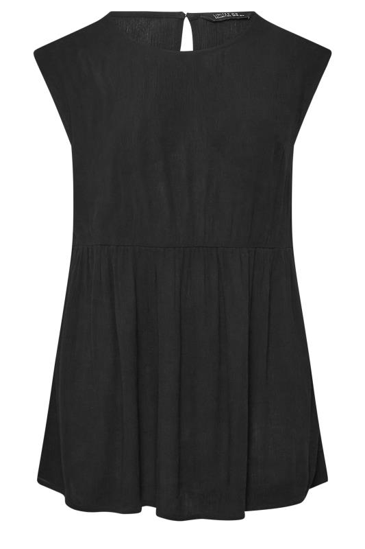 LIMITED COLLECTION Plus Size Black Crinkle Boxy Peplum Vest Top | Yours Clothing 6