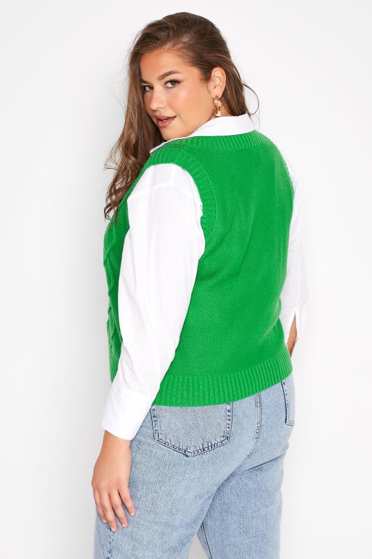Curve Bright Green Cable Knit Sweater Vest Top_C.jpg