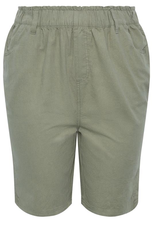 YOURS Plus Size Green Khaki Cool Cotton Shorts | Yours Clothing 5