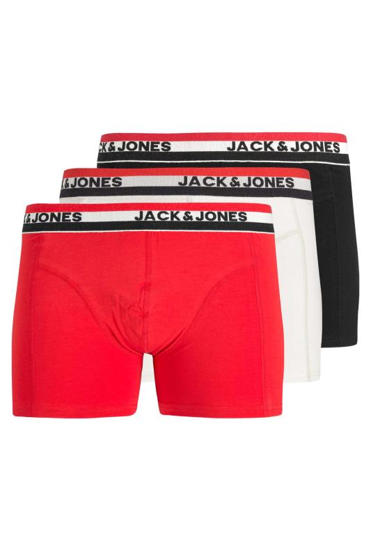 JACK & JONES Big & Tall 3 PACK Red & Black Logo Boxers | BadRhino 1