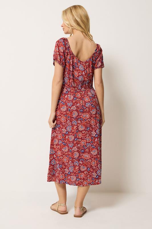 M&Co Red Abstract Print Scoop Neck Dress | M&Co 2