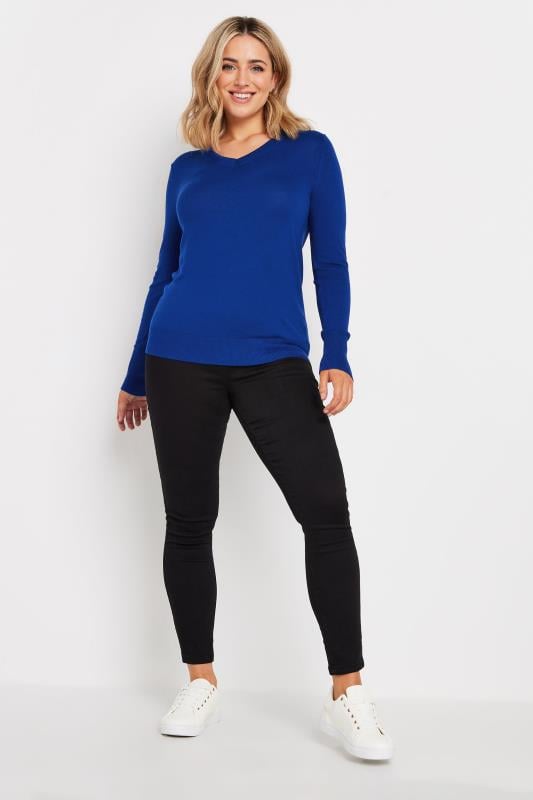 M&Co Cobalt Blue V-Neck Long Sleeve Jumper | M&Co 3