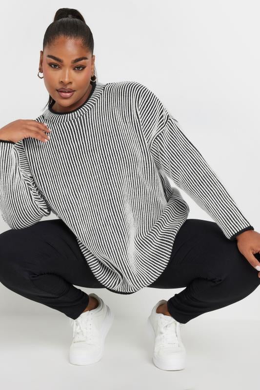 LIMITED COLLECTION Plus Size Black & White Knit Jumper | Yours Clothing  1