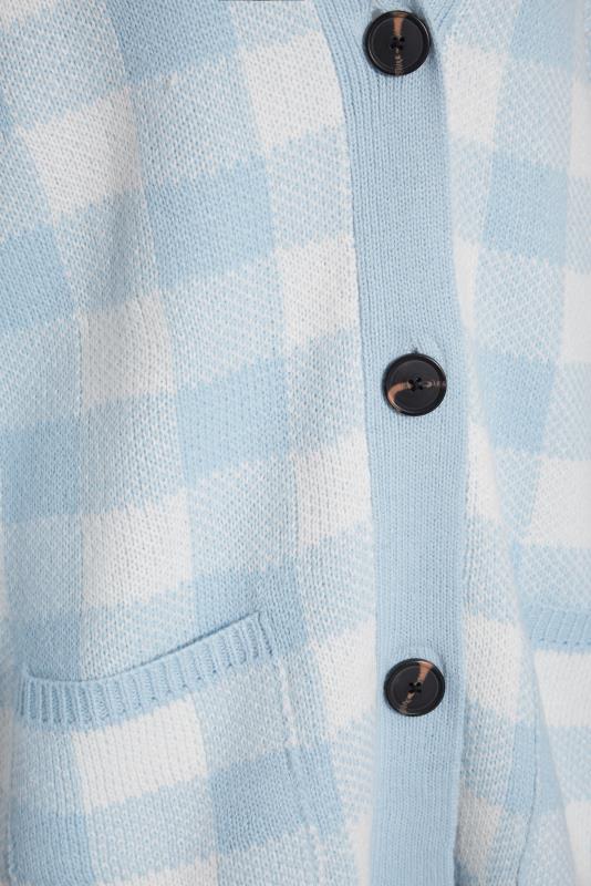LTS Tall Women's Blue Gingham Button Knitted Cardigan | Long Tall Sally  5