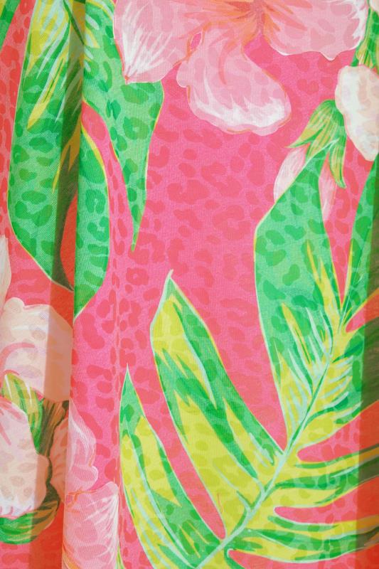 Plus Size Pink Tropical Print Strappy Vest Top | Yours Clothing 6
