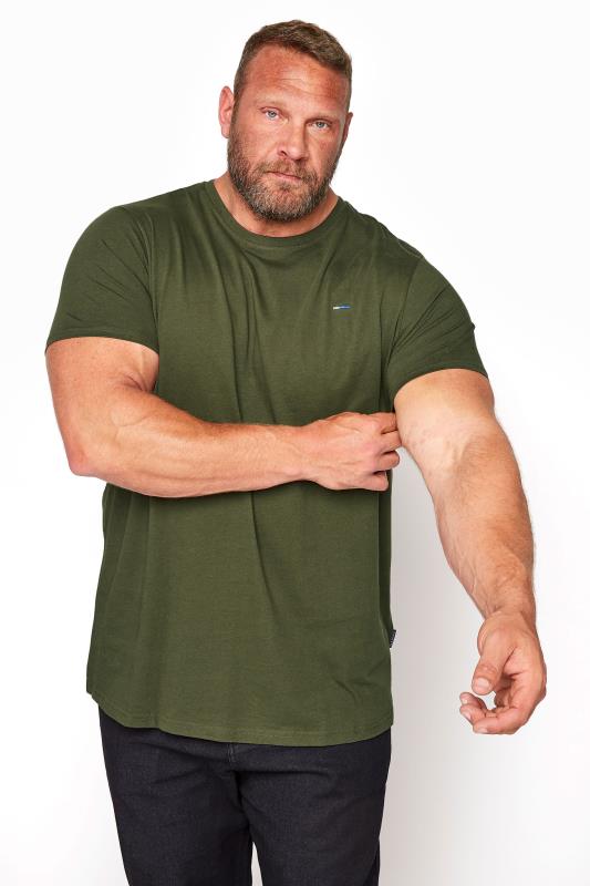 Men's Casual / Every Day BadRhino Big & Tall Khaki Green Plain T-Shirt