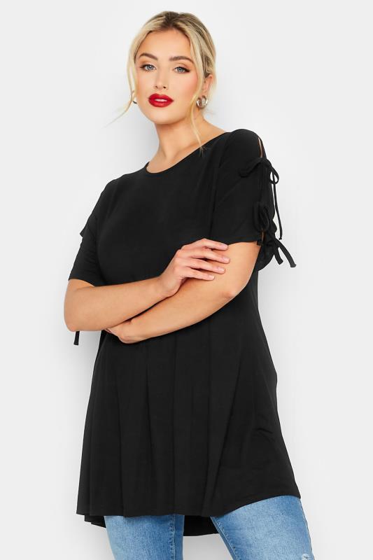 LIMITED COLLECTION Plus Size Black Tie Sleeve Top | Yours Clothing 1