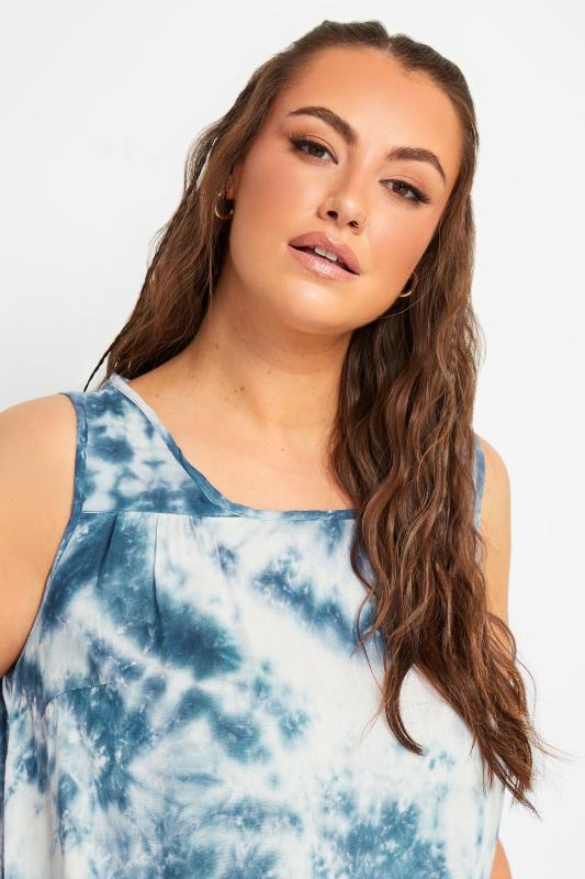 YOURS Plus Size Curve Dark Blue Tie Dye Print Swing Dress| Yours Clothing  4