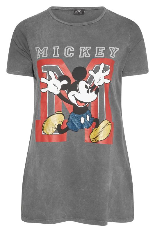 DISNEY Plus Size Charcoal Grey Mickey Mouse Glitter Graphic T-Shirt | Yours Clothing 6