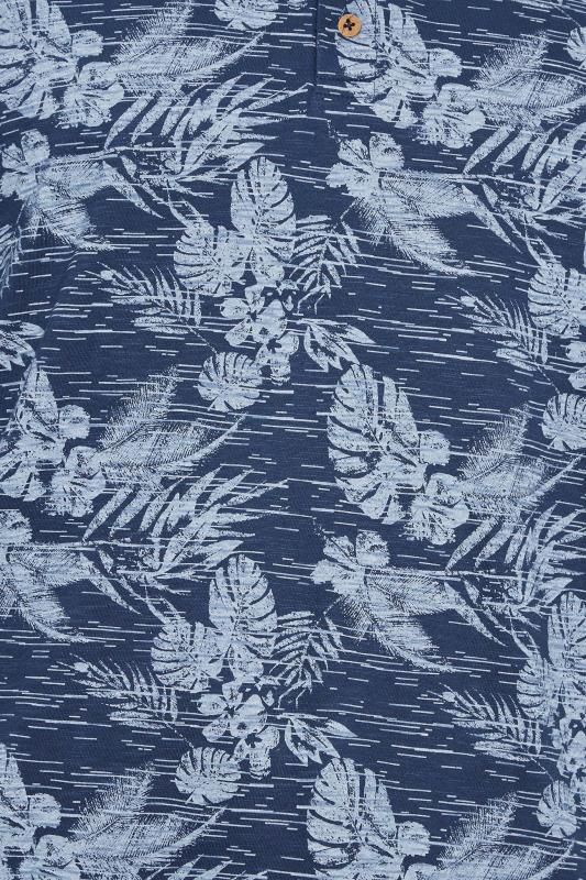 BadRhino Big & Tall Blue Leaf Print Polo Shirt | BadRhino 3