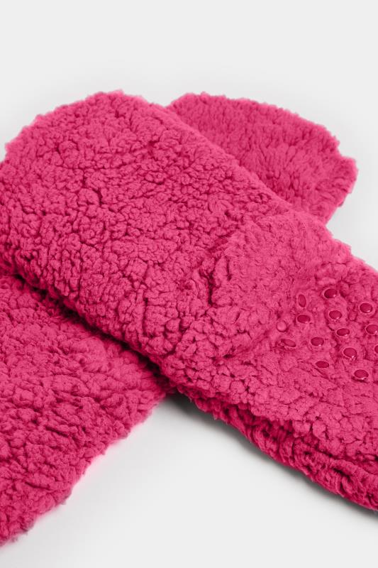 Pink Fluffy Slipper Socks | Yours Clothing  5